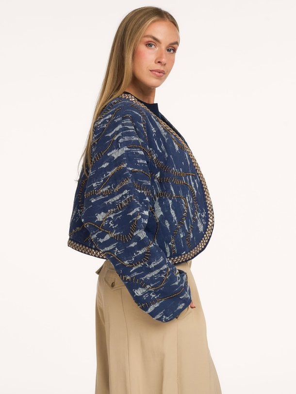 Jacket Beaded denim stripe Katoenen reversible jasje