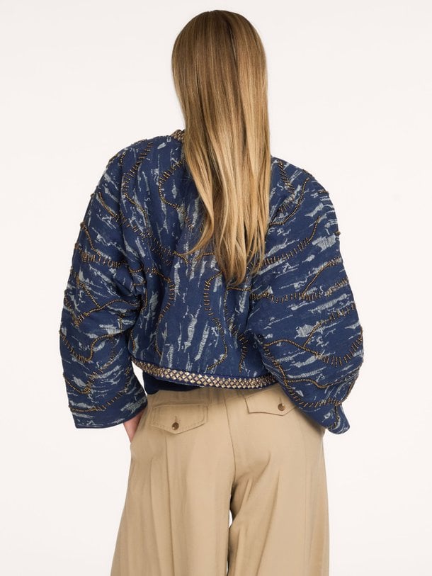 Jacket Beaded denim stripe Katoenen reversible jasje