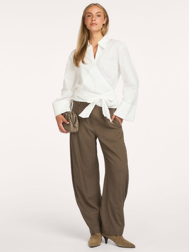 Wrap blouse Crispy poplin Katoenen overslag blouse