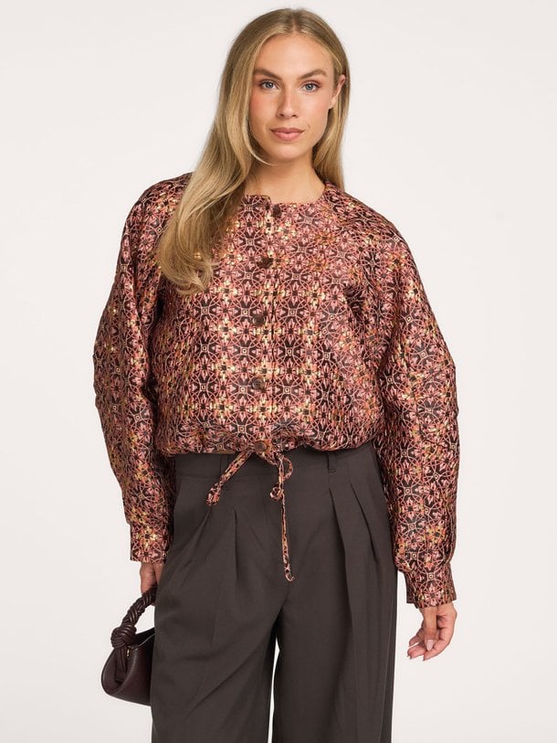 Jacket Jacquared lurex Geweven jacquard jasje met lurex