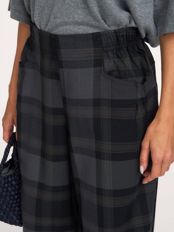 KikiLL Pants Kiki, viscosemix geruite barrel fit broek
