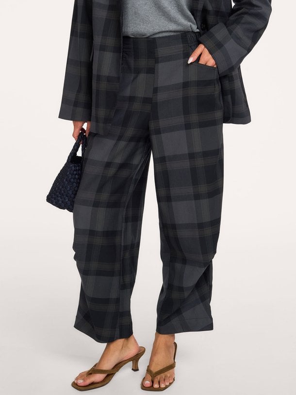 KikiLL Pants Kiki, viscosemix geruite barrel fit broek