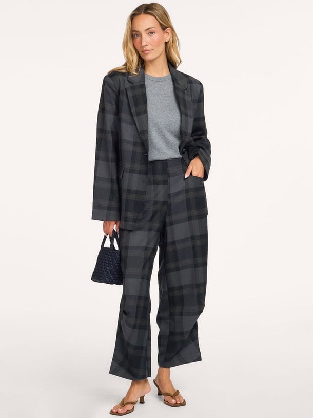 KikiLL Pants Kiki, viscosemix geruite barrel fit broek