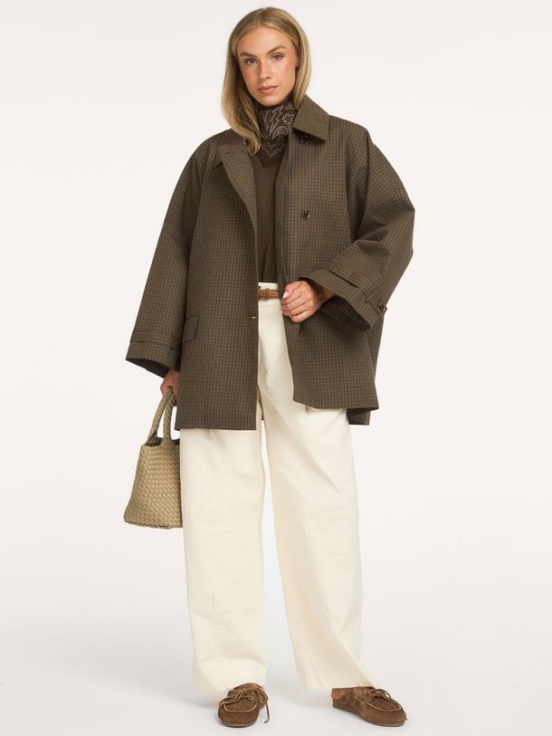 SELINASW OVERSIZE CHEKED COAT Selina, katoenen geruite trenchcoat