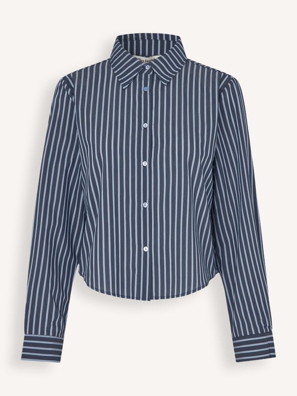 MarinaLL Cropped Shirt LS Marina, katoenmix gestreepte blouse
