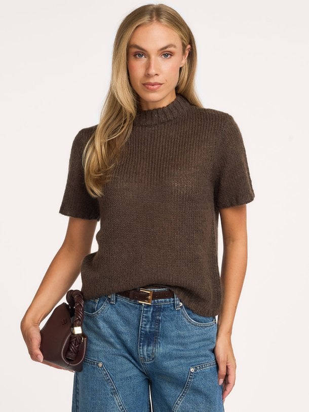 SAGASW SHORT SLEEVE KNIT SWEATER Saga, mohairmix trui