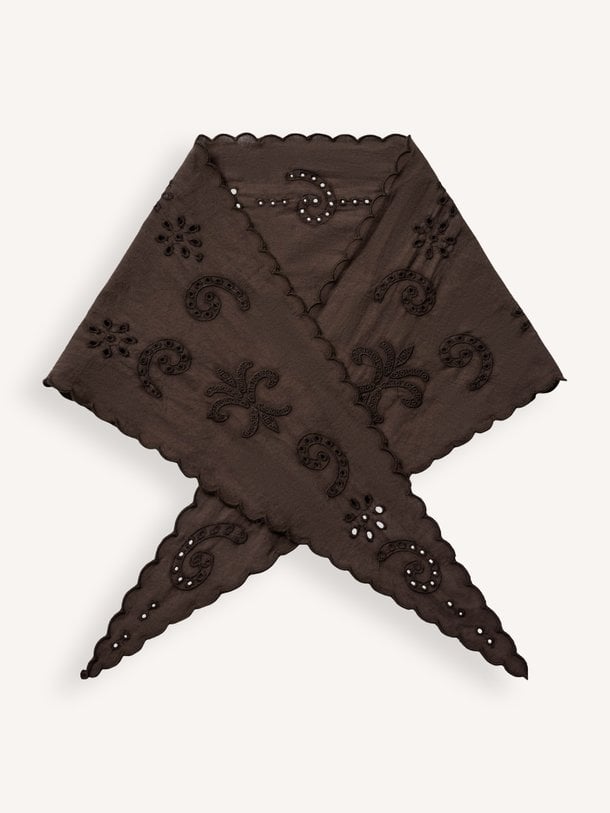 TEASW SCARF Tea, katoenen broderie sjaal