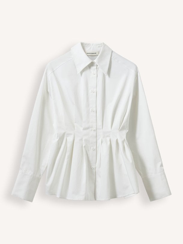 MIKRASW FITTED SHIRT WITH PLEATS Mikra, katoenen getailleerde blouse