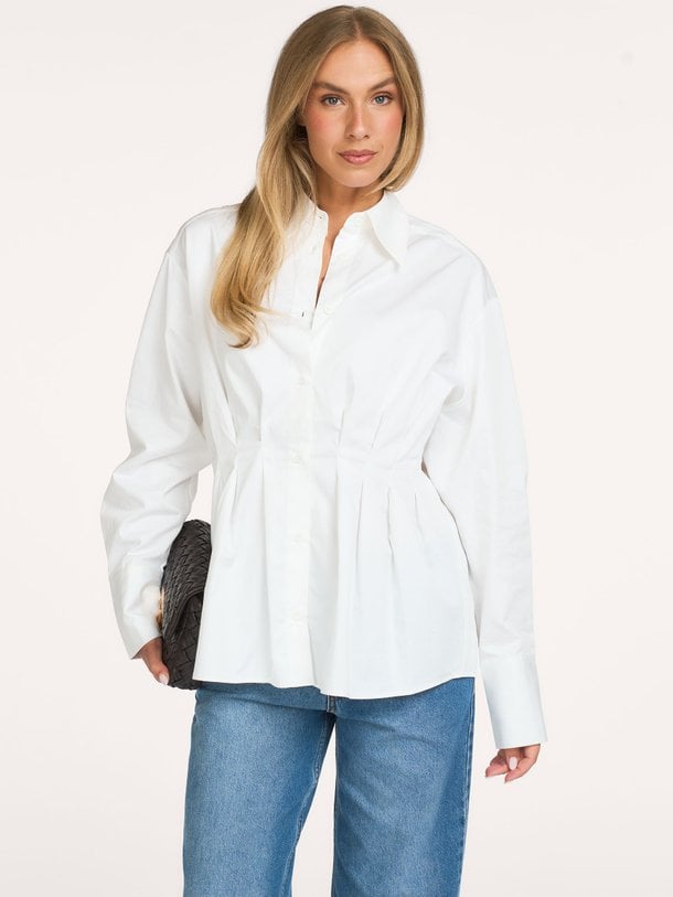 MIKRASW FITTED SHIRT WITH PLEATS Mikra, katoenen getailleerde blouse