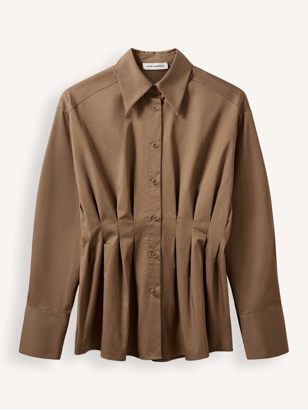 MIKRASW FITTED SHIRT WITH PLEATS Mikra, katoenen getailleerde blouse