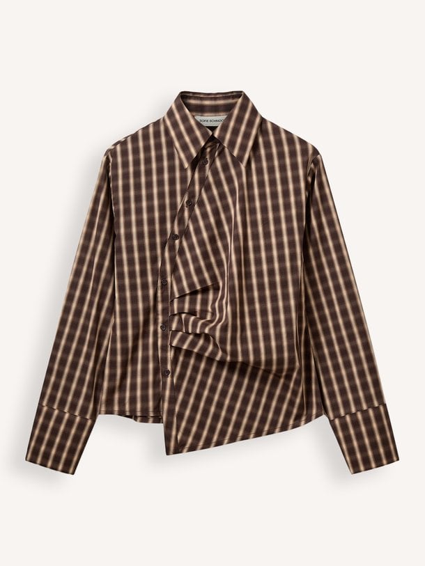 PAIGESW CHECKED ASYMMETRIC SHIRT Paige, katoenmix geruite blouse