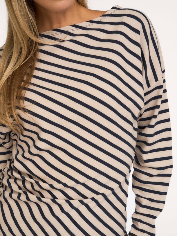 Assymetrical tee Stripe heavy jersey Katoenmix gestreepte top