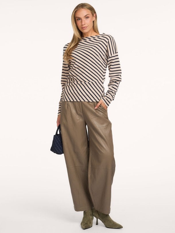 Assymetrical tee Stripe heavy jersey Katoenmix gestreepte top