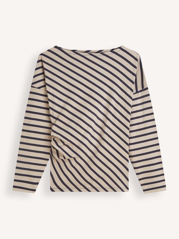Assymetrical tee Stripe heavy jersey Katoenmix gestreepte top