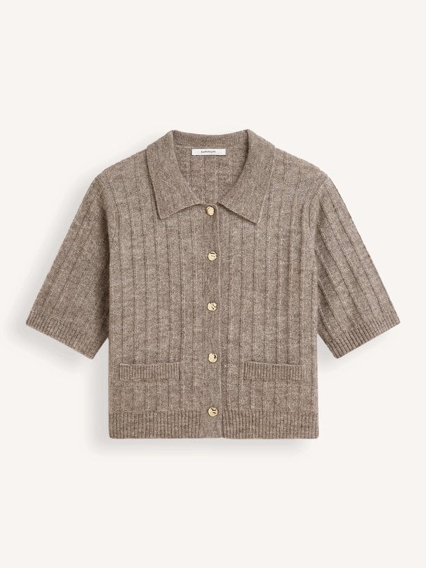 Short cardigan Soft melange knit Wolmix vest