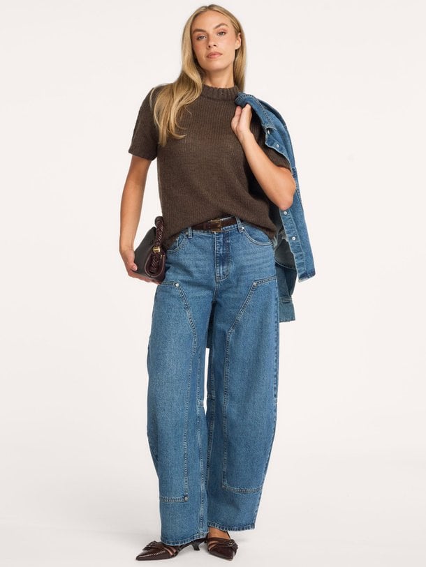 SONJASW BARREL SHAPED JEANS Sonja, mid waist barrel fit jeans