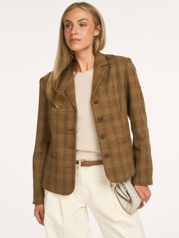 POPPYSW CHECKED FITTED BLAZER Poppy, wolmix geruite blazer