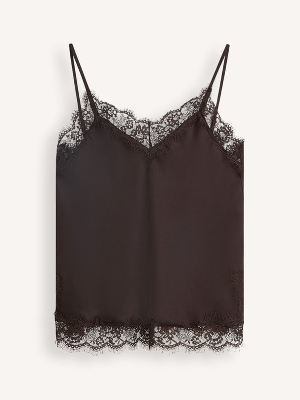 Top satin Viscosemix satijnen top met kant