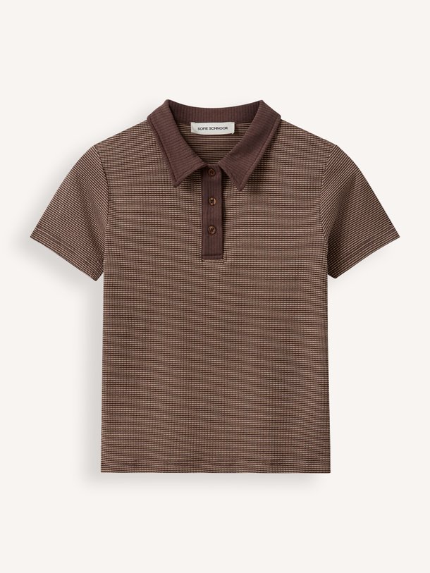 CALISTASW RIB POLO T-SHIRT Calista, katoenmix gestreepte polo top