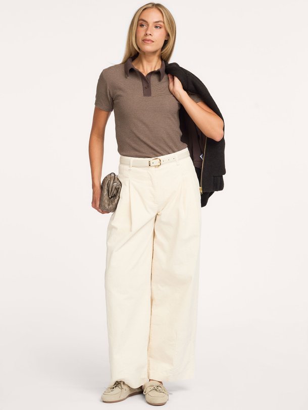 CALISTASW RIB POLO T-SHIRT Calista, katoenmix gestreepte polo top