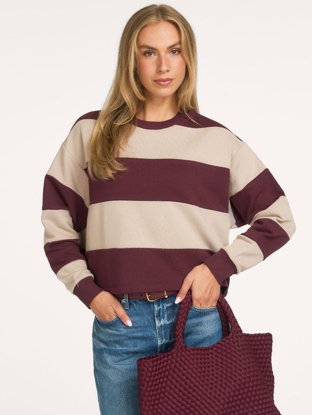 Big stripe Boxy sweatshirt Katoenmix gestreepte sweater