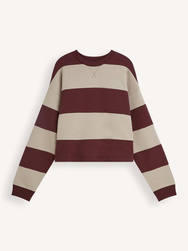 Big stripe Boxy sweatshirt Katoenmix gestreepte sweater
