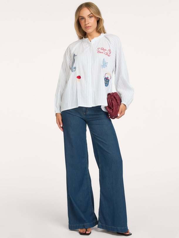 HaileyLL Shirt LS Hailey, katoenen gestreepte blouse