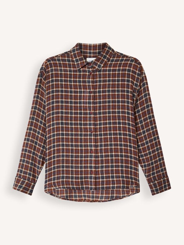 Enora, viscosemix geruite blouse