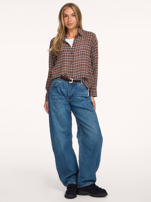 ENORA Enora, viscosemix geruite blouse