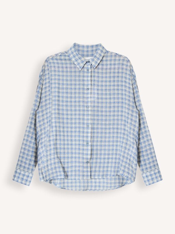 Enora, viscosemix geruite blouse