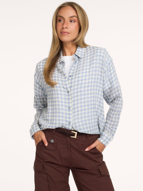 ENORA Enora, viscosemix geruite blouse