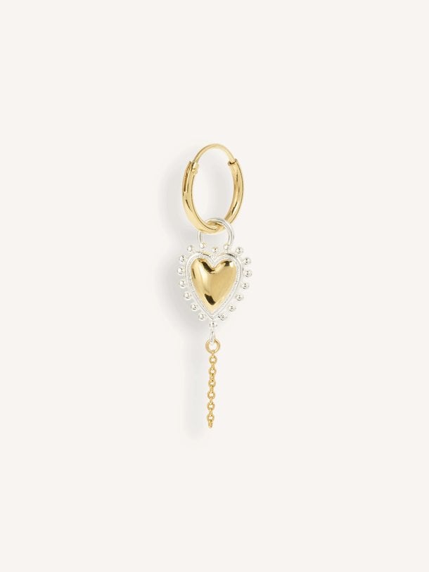 Single Bravery Heart Hoop Earring Single Bravery Heart Hoop, vergulde oorbel