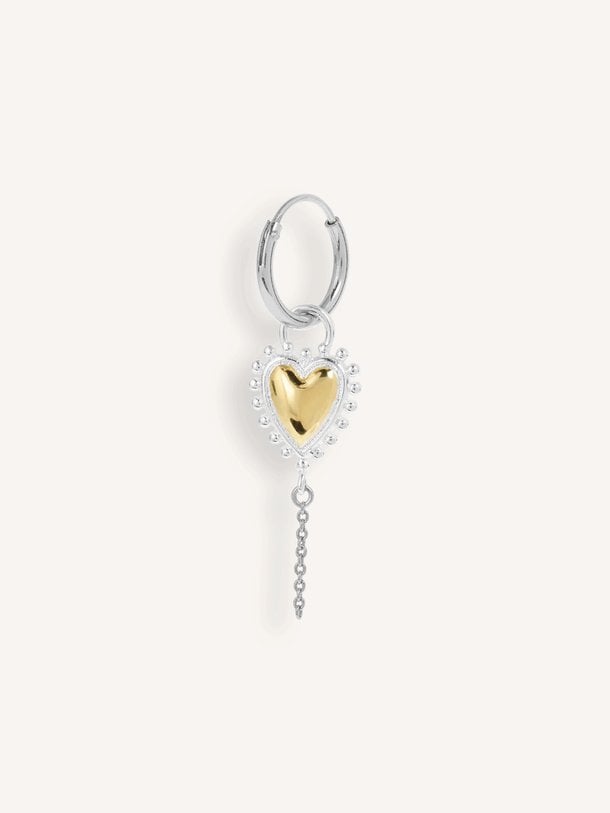Single Bravery Heart Hoop Earring Single Bravery Heart Hoop, vergulde oorbel