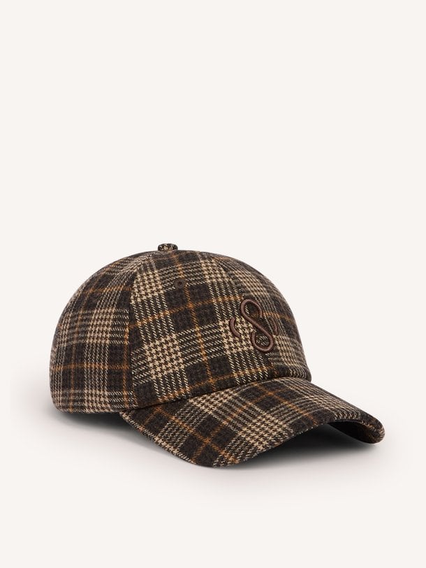 Cap dark chocolate check Wolmix geruite pet