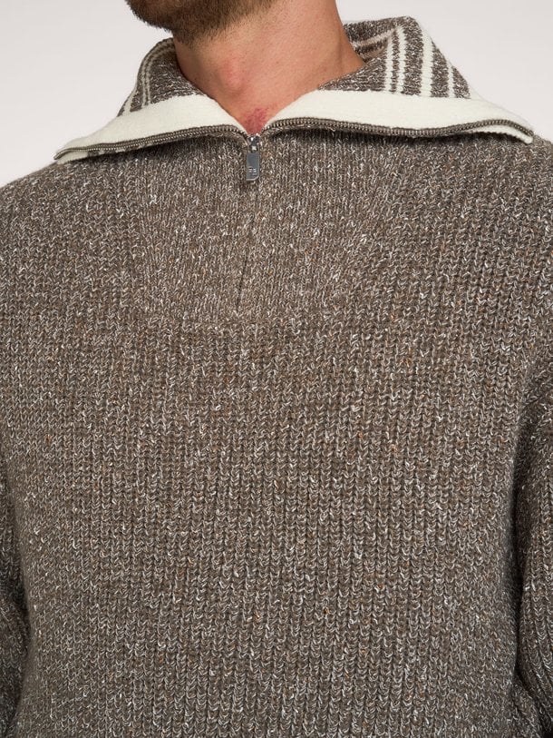 Zip Knit Chunky Fisherman Wolmix half zip trui