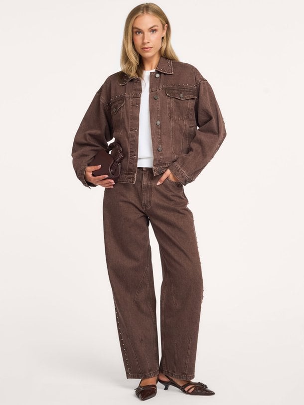 HAVANASW BARREL JEANS WITH RIVETS Havana, high waist barrel fit jeans