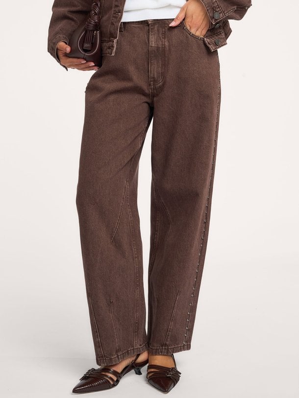 HAVANASW BARREL JEANS WITH RIVETS Havana, high waist barrel fit jeans