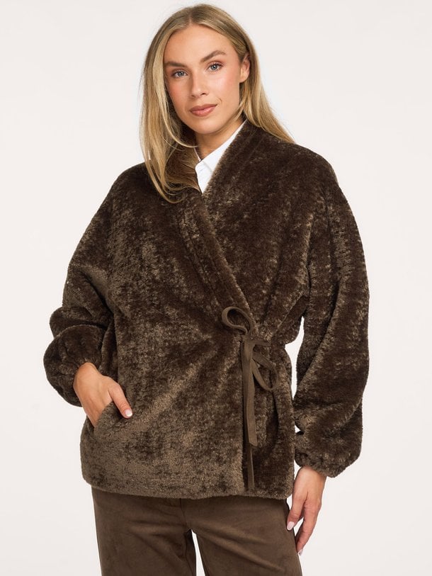 Fake fur kimono jas