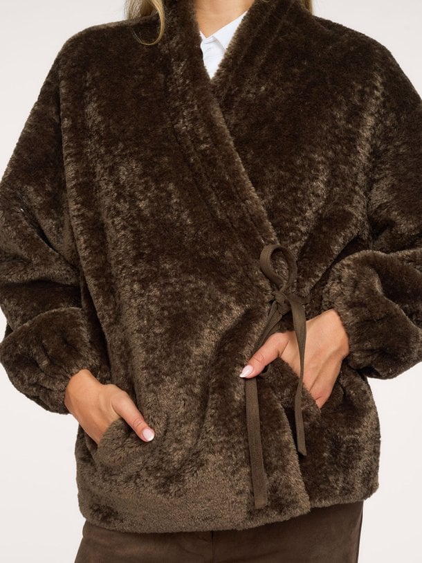 Fake fur kimono jas