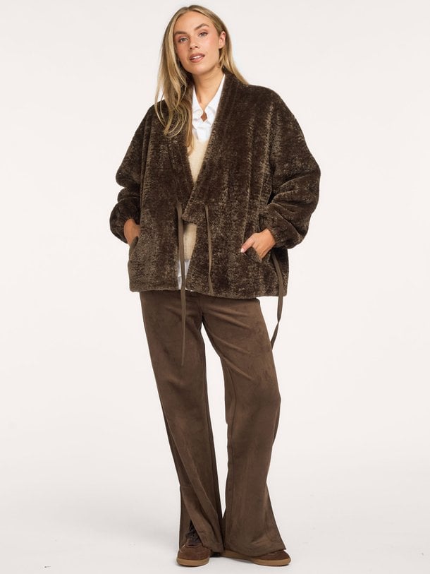 Fake fur kimono jas