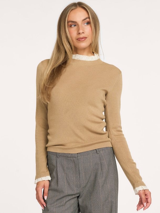 Cottonmix longsleeve met ruches