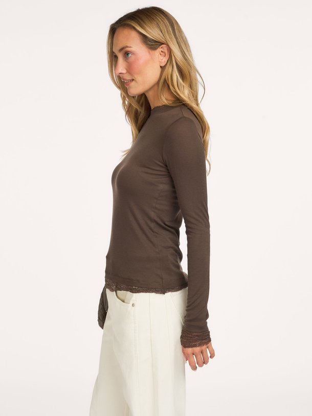 Lyocellmix longsleeve met kant