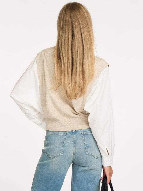 Wolmix trui met blouse mouwen