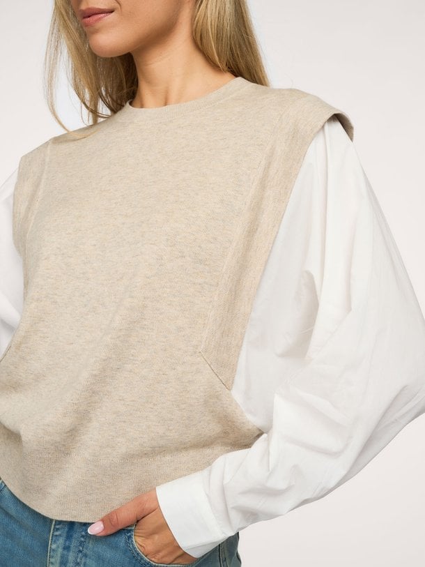 Wolmix trui met blouse mouwen