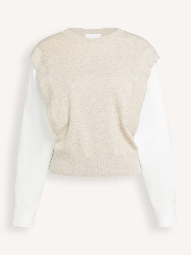 Wolmix trui met blouse mouwen