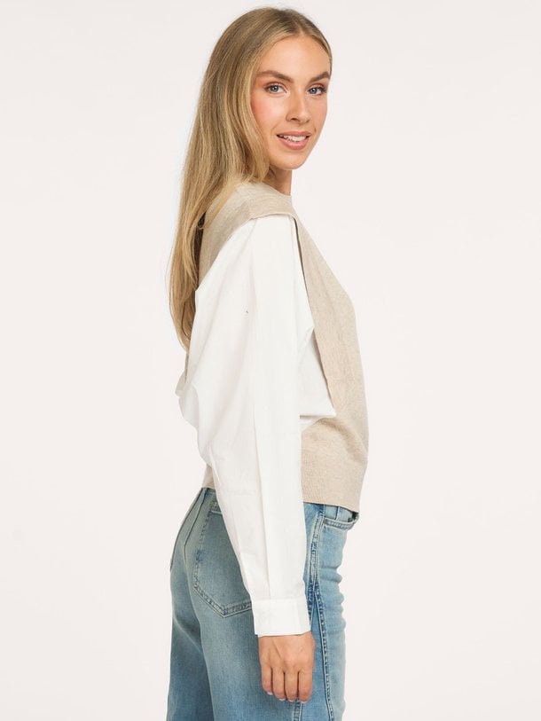 Wolmix trui met blouse mouwen