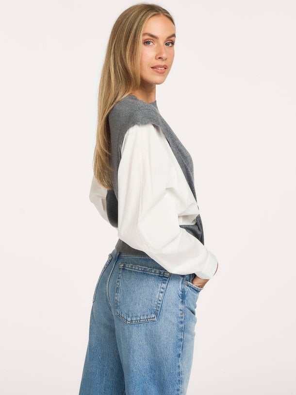 01-000614-609 Wolmix trui met blouse mouwen