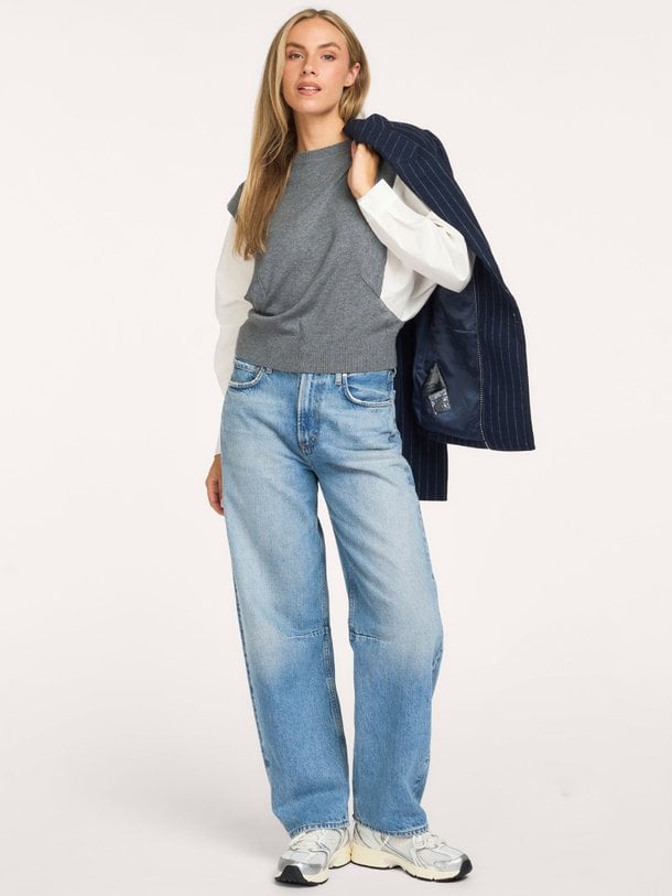 01-000614-609 Wolmix trui met blouse mouwen