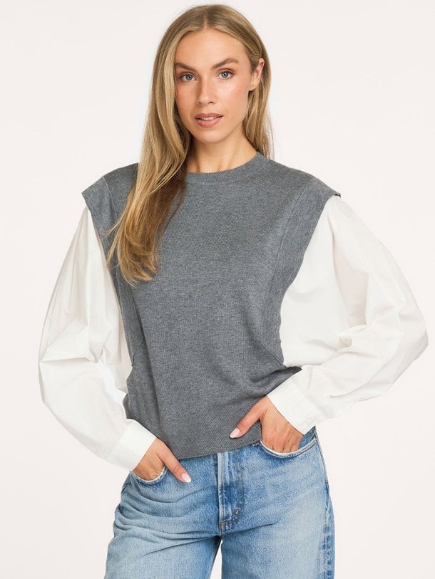 01-000614-609 Wolmix trui met blouse mouwen