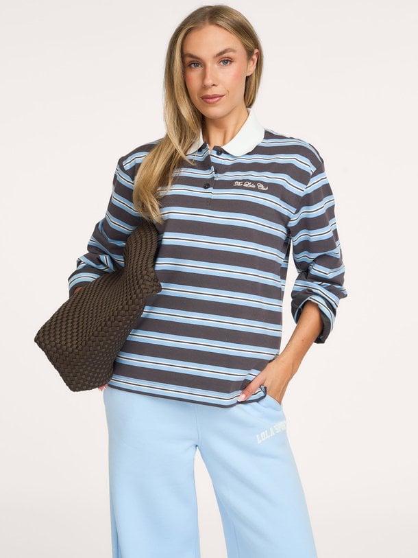 Emilia Polo Emilia, katoenen gestreepte polo longsleeve
